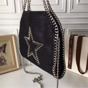 Stella McCartney Black Star-Embellished Chain Falabella Bag